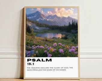 Psalm 19 Bible Verse Wall Art, Scripture Wall Art Inspirational Art Christian Home Decor, Modern Christian Art Digital Print