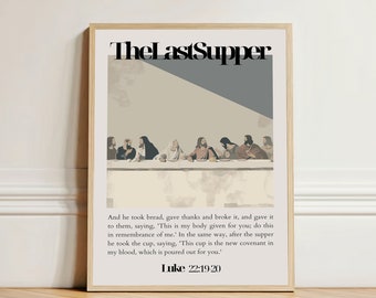 The Last Supper Bible Verse Wall Art Luke 22, Scripture Wall Art Inspirational Christian Decor, Modern Christian Art Digital Print