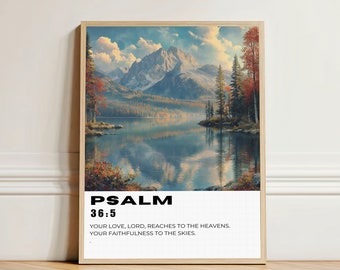 Psalm 36 Bible Verse Wall Art, Scripture Wall Art Inspirational Art Christian Home Decor, Modern Christian Art Digital Print