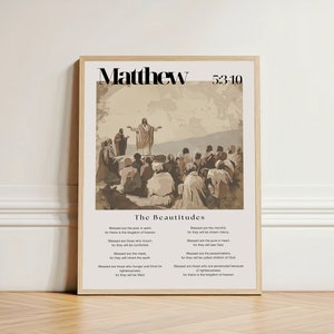 Matthew 5 The Sermon on the Mount Bible Verse Wall Art Beatitudes, Scripture Wall Art Christian Decor Modern Christian Art Digital Print