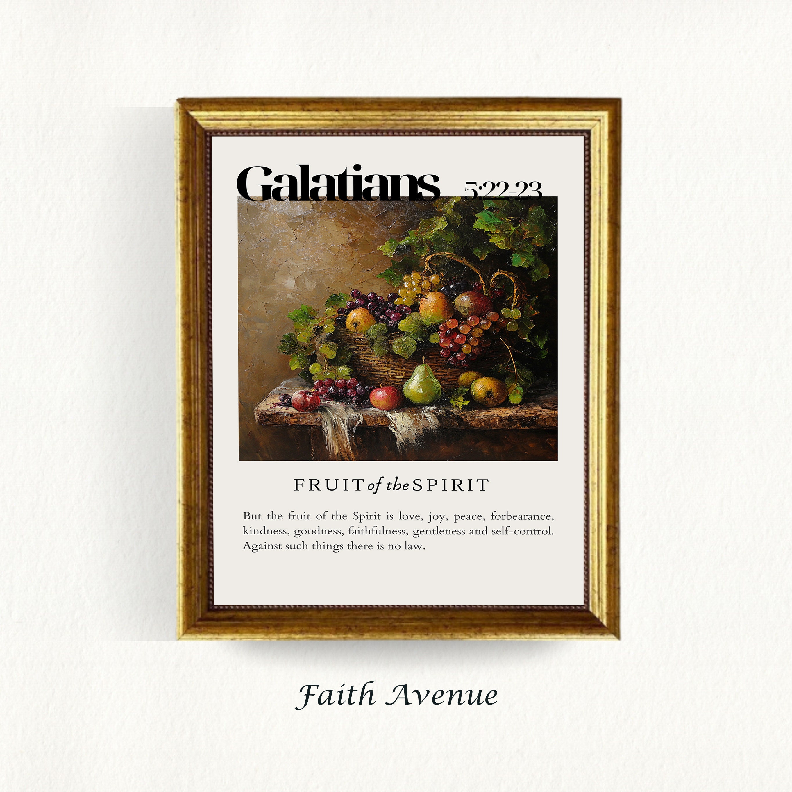Fruit of the Spirit Wall Art Bible Verse Modern Christian Art , Vintage ...