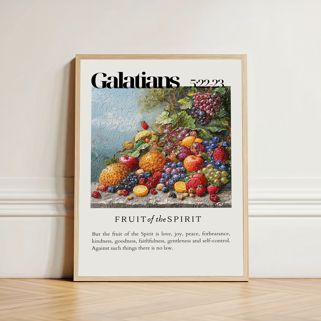 Fruit of the Spirit Vintage Christian Art Print: Galatians Bible Verse ...