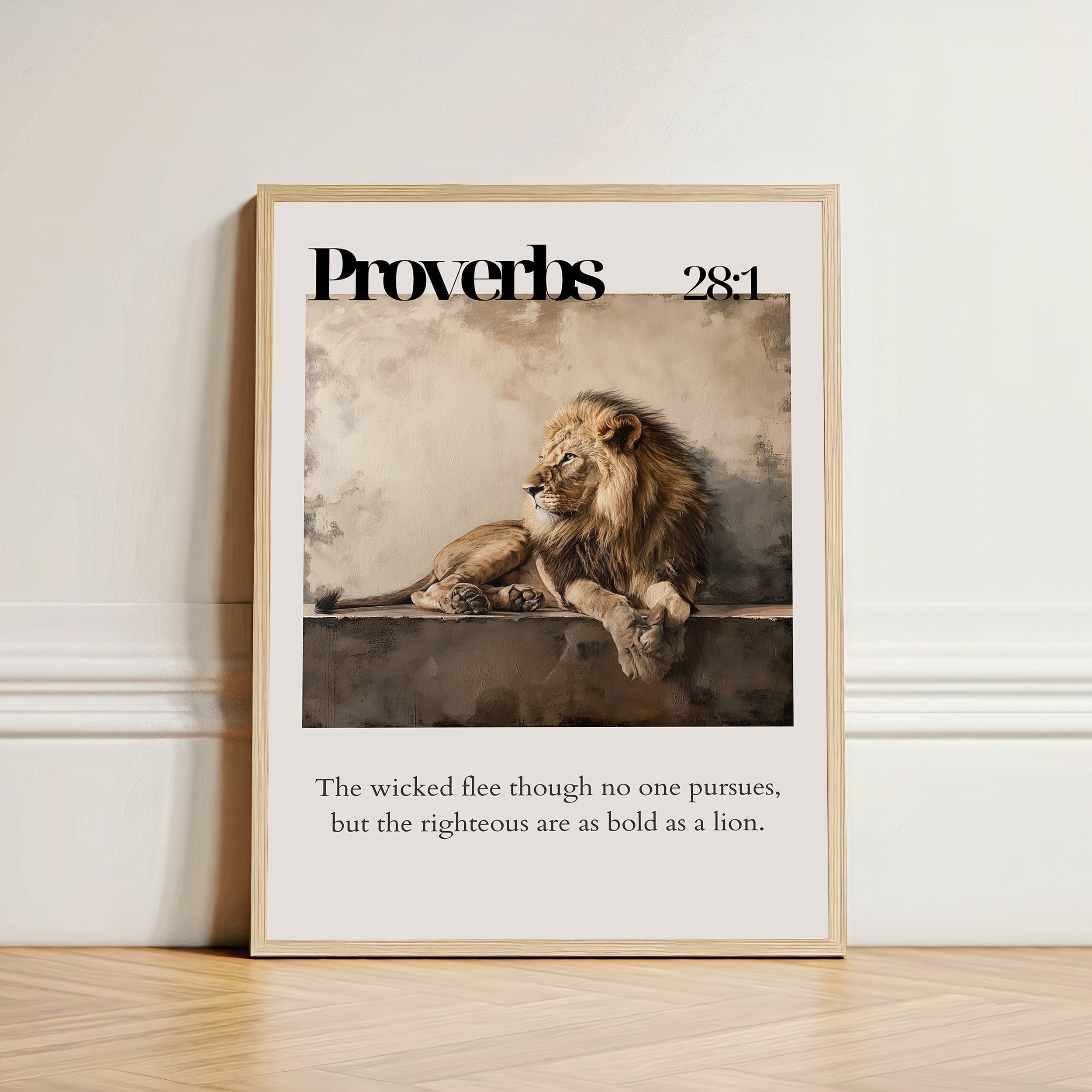 Proverbs 28 Lion Bible Verse Art: Christian Home Decor (digital