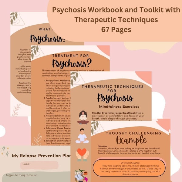 Psychosis Workbook and Toolkit Digital Download printable (67 Pages) - Bipolar, Major Depression, Schizophrenia, Stress,