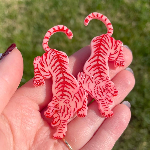 Pink Tiger Hair Clips - Set of 2