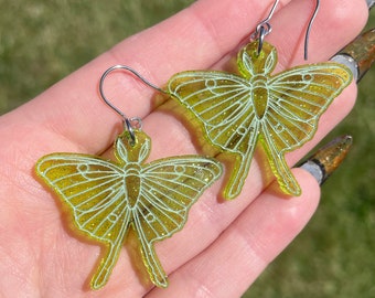 Glittery Luna Moth Earrings