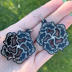 Black and White Rat King Earrings