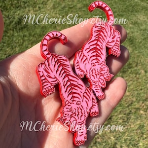Grampos de cabelo de tigre rosa e vermelho - conjunto de 2