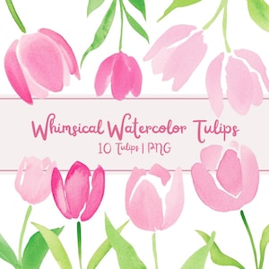 Watercolor Tulips | Tulips Clipart, Whimsical Tulips, Painted Tulips, Wedding Invite, Clipart Set, Watercolor Tulips, Invite Art | PNG Files