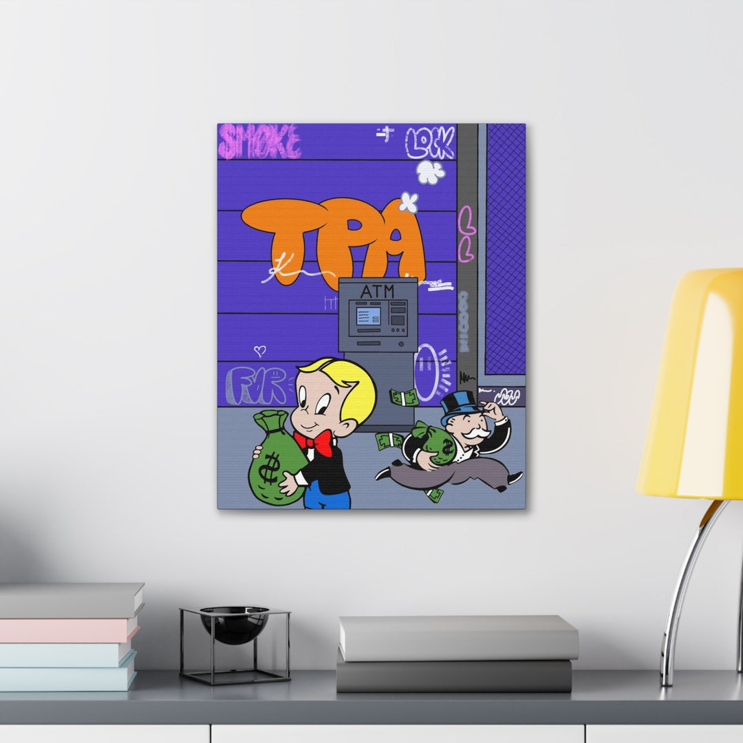 Banksy Monopoly X Richie Rich Canvas Wall Art, Pop Art, Hypebeast Wall ...