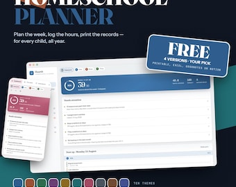 Homeschool Planner App, Browser-Based, 6 Languages, 4 Bonus Versions (Digital Download)