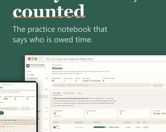 Hour & Casebook Therapy Planner, Private Practice Caseload Tracker, Progress Notes (Digital Download)