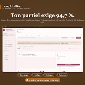 以下が含まれることがあります： Lamp & Latticeというタイトルの看護学生向けダッシュボードのデジタルインターフェース。画面には、サイドバーメニュー、木曜日のスケジュールを表示するメインワークスペース、およびさまざまなデータ追跡メトリックを備えたWebアプリケーションが表示されています。