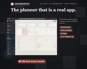2027 Seismograph Life Planner, Science Geology Budget, Browser App (Excel Included)