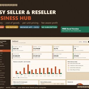 Etsy Seller Business Hub: Inventory, COGS, Profit Tracker (Browser App + Excel)