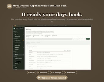 Offline Mood Journal App – Reads Your Days, Patterns, Safety Plan (6 Languages)