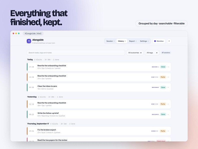 Focus Session Timer App for Deep Work, Pomodoro Tracker with Live Charts and Report, ADHD Productivity Planner, Offline Browser App image 7
