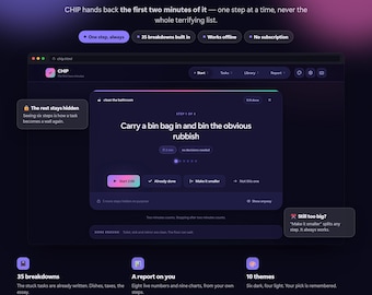 ADHD Task Breakdown App, Shows One Step at a Time, Offline Browser App, No Subscription, 35 Ready Breakdowns, Instant Download