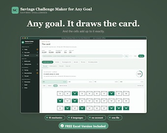 Savings Challenge Maker – 100 Envelopes, 52 Weeks, 10 Mechanics (HTML File)