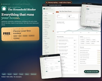 Household Binder App, Home Management, Inventory, Maintenance Tracker (Digital Download)