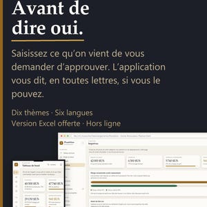 Könnte beinhalten: Eine digitale Renovierungsplaner-Schnittstelle auf dunklem Hintergrund mit weißem und goldenem Text. Der Bildschirm zeigt Finanz-Dashboards, Budgetverfolgung und Projektmanagement-Daten in einem strukturierten Layout mit verschiedenen Zahlenwerten.