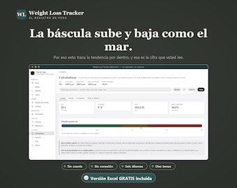 Weight Loss Trend Tracker App, Food Diary, Excel, Notion, Printable (Digital Download)