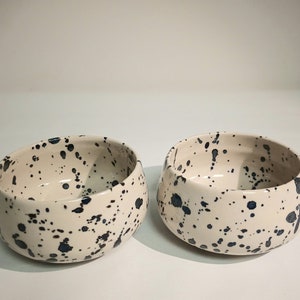 Mini black speckled white stoneware bowls