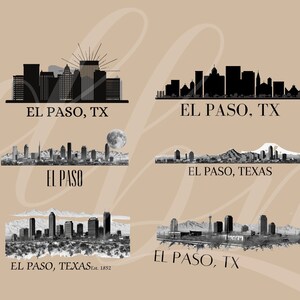 El Paso Skyline Clipart Bundle: City Graphics, PNG SVG Art Files (Digital Download)