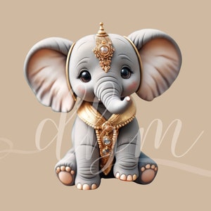 Elefante bonito clipart gráficos SVG PNG DTF arquivos bebê festa cartaz quarto berçário sala de aula animal decoração de parede arte artesanato suprimentos papelão cortado