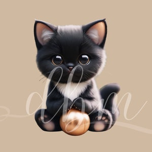 Gato preto clipart gráficos SVG PNG DTF arquivos bebê festa cartaz quarto berçário sala de aula animal decoração de parede arte artesanato suprimentos papelão cortado