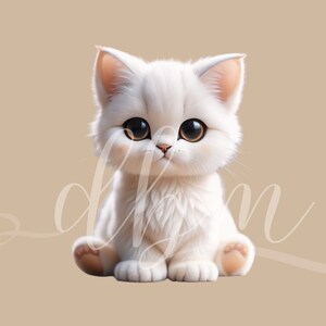 Chat blanc Clipart graphiques SVG PNG DTF fichiers bébé fête affiche chambre pépinière salle de classe animal décoration murale Art artisanat fournitures carton découpé