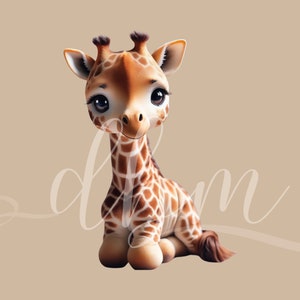 Imágenes prediseñadas de jirafa bebé, archivos SVG, PNG, DTF, póster de fiesta de bebé, habitación de bebé, guardería, aula, decoración de pared de animales, suministros de artesanía, cartón cortado