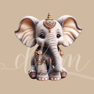 Elefante bonito clipart gráficos SVG PNG DTF arquivos bebê festa cartaz quarto berçário sala de aula animal decoração de parede arte artesanato suprimentos papelão cortado