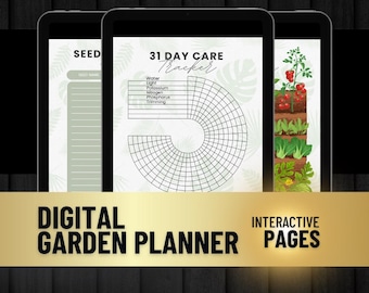 Modello Canva modificabile per la pianificazione del giardino, registro delle scorte di semi, registro della cura delle piante, pianificatore dell'orto in PDF