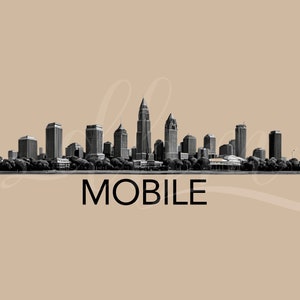 Mobile Alabama Skyline Clipart Bundle: Cityscape PNG SVG Art Files (Digital Download)