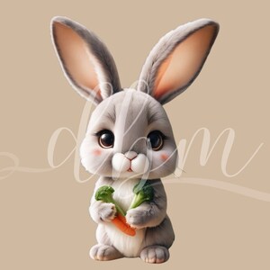 Cute Bunny Clipart Gráficos SVG PNG DTF Arquivos Bebê Festa Cartaz Quarto Berçário Sala de Aula Animal Decoração de Parede Arte Artesanato Suprimentos Corte de Papelão