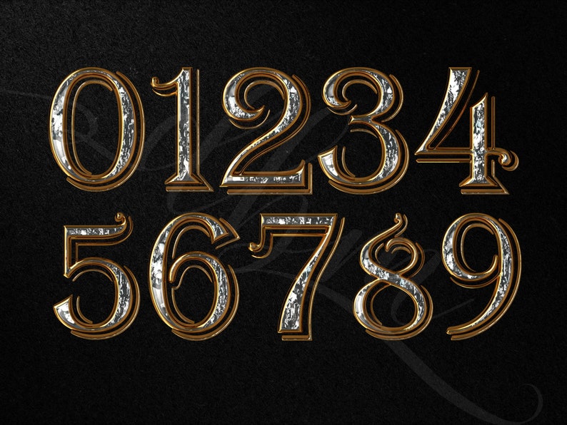 Iced Gold Alphabet & Numbers: PNG SVG Files Bundle - Etsy