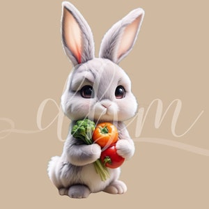 Coelho Clipart Gráficos SVG PNG DTF Arquivos Bebê Festa Cartaz Quarto Berçário Sala de Aula Animal Decoração de Parede Arte Artesanato Suprimentos Corte de Papelão