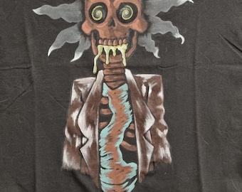Camiseta de manga larga pintada con lejía con temática de Rick y Morty