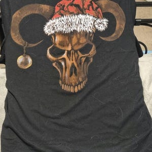 Christmas themed skull bleach painted longsleeve t-shirt