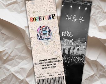 Entradas de concierto personalizadas de Rosetopia como recuerdo físico.