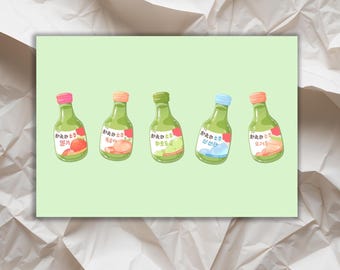 Impresión de postal de soju coreano