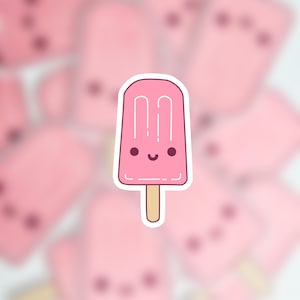 Strawberry Ice-cream Popsicle 3&quot; Matte Sticker  | Waterproof | Watherproof