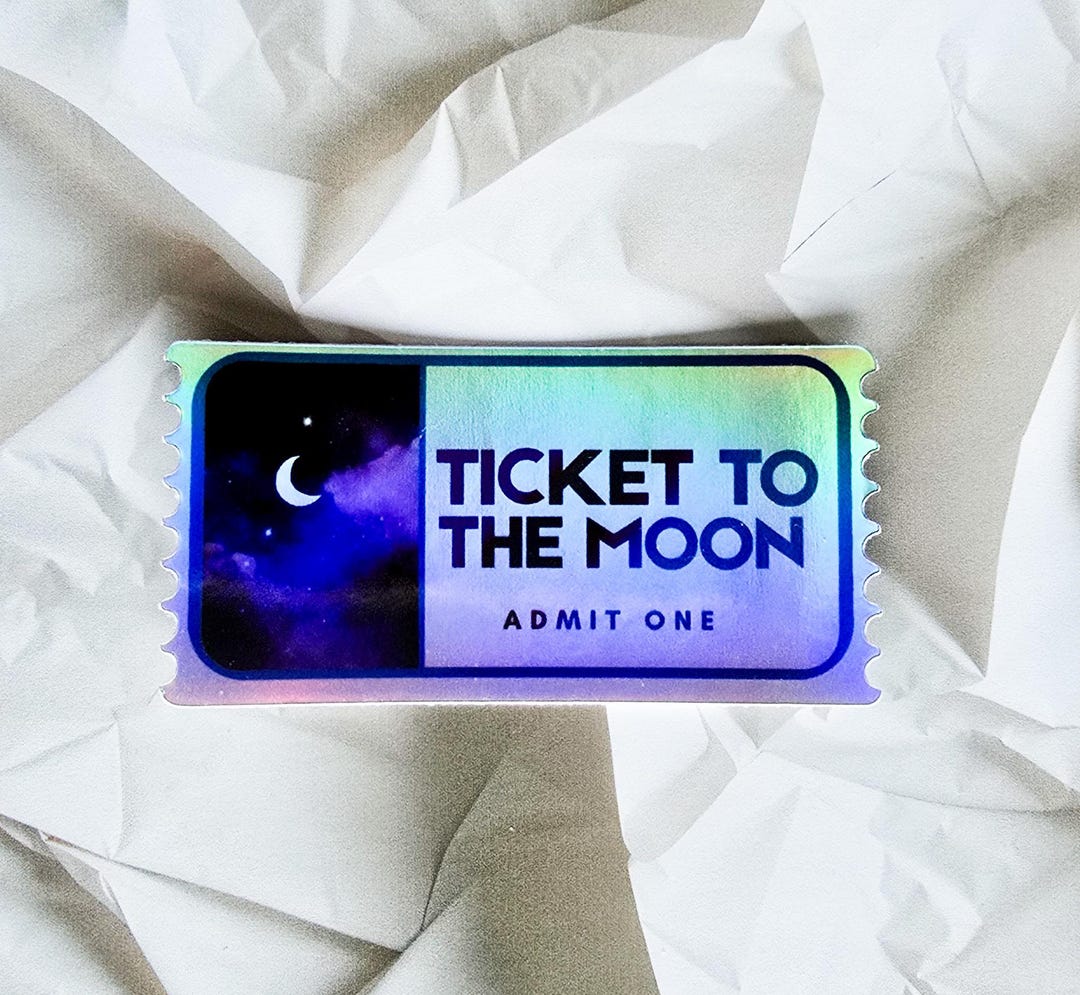 Ticket to the Moon Holographic Sticker - Etsy