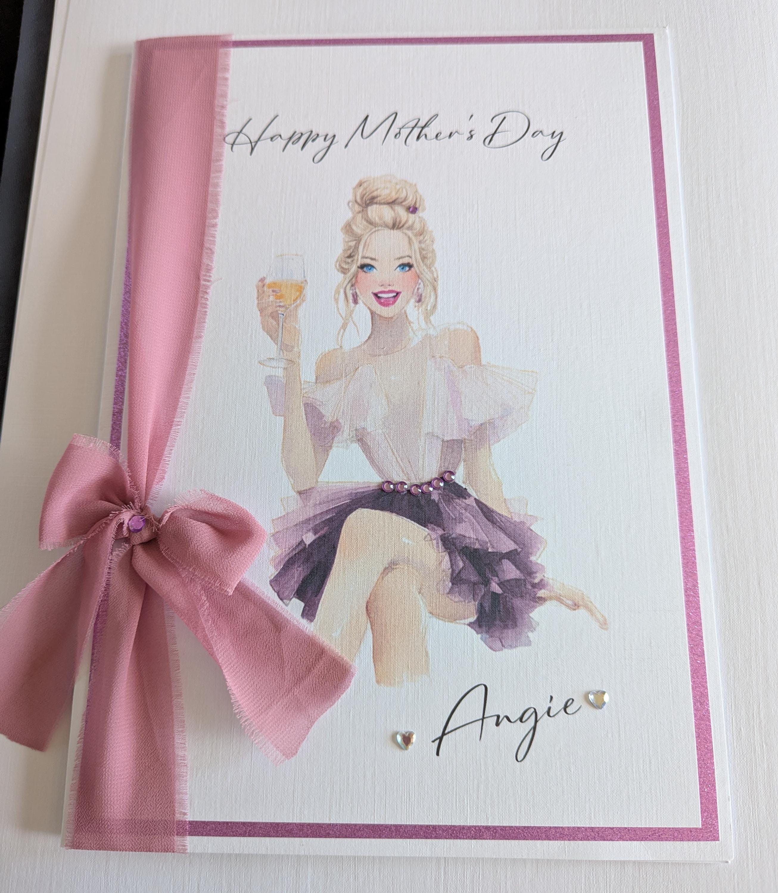 Handmade Personalised Mothers Day Cards - A4 Fully Customisable, Ribbon ...