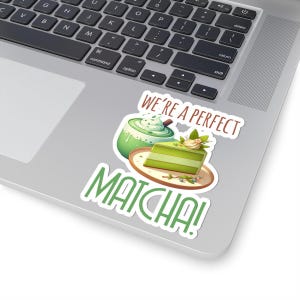 Autocollants de style gâteau matcha | Décoration gourmande mignonne, stickers pour ordinateur portable, cadeau pour les amateurs de thé, parfait pour le scrapbooking, papeterie