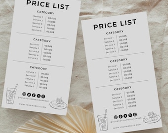 Editable Service Menu Price List | Modern Salon Pricing Sheet (Digital Download)