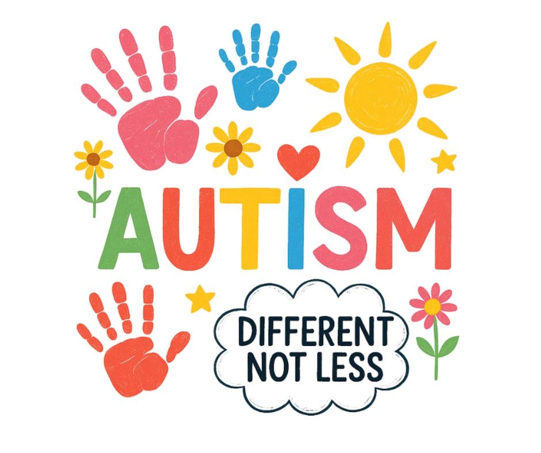 Autism Awareness SVG | Different Not Less PNG | Handprint Heart Design ...