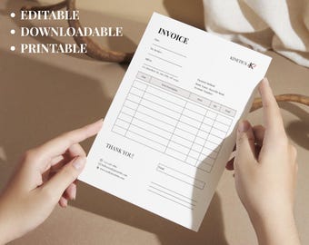 Minimalist Invoice Template: Beige & White Business Billing Form (Printable PDF)