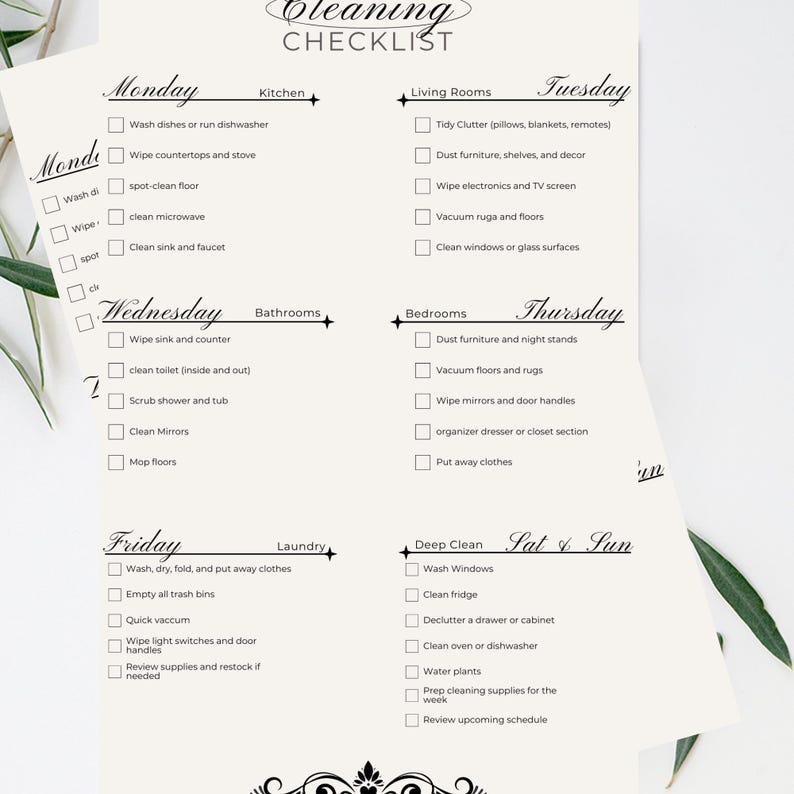 Weekly Cleaning Checklist Printable | Editable Cleaning Schedule Canva ...